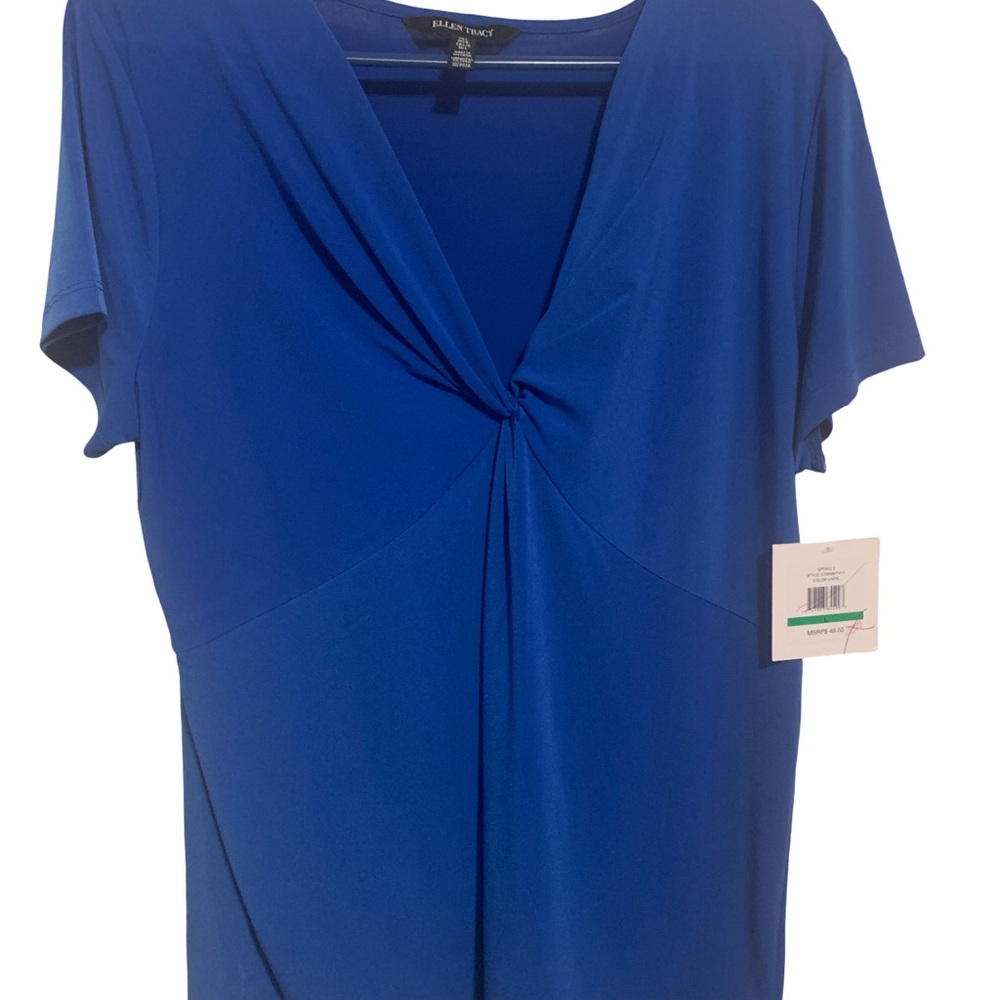 Ellen Tracy Cobalt Blue Twist Detail Blouse